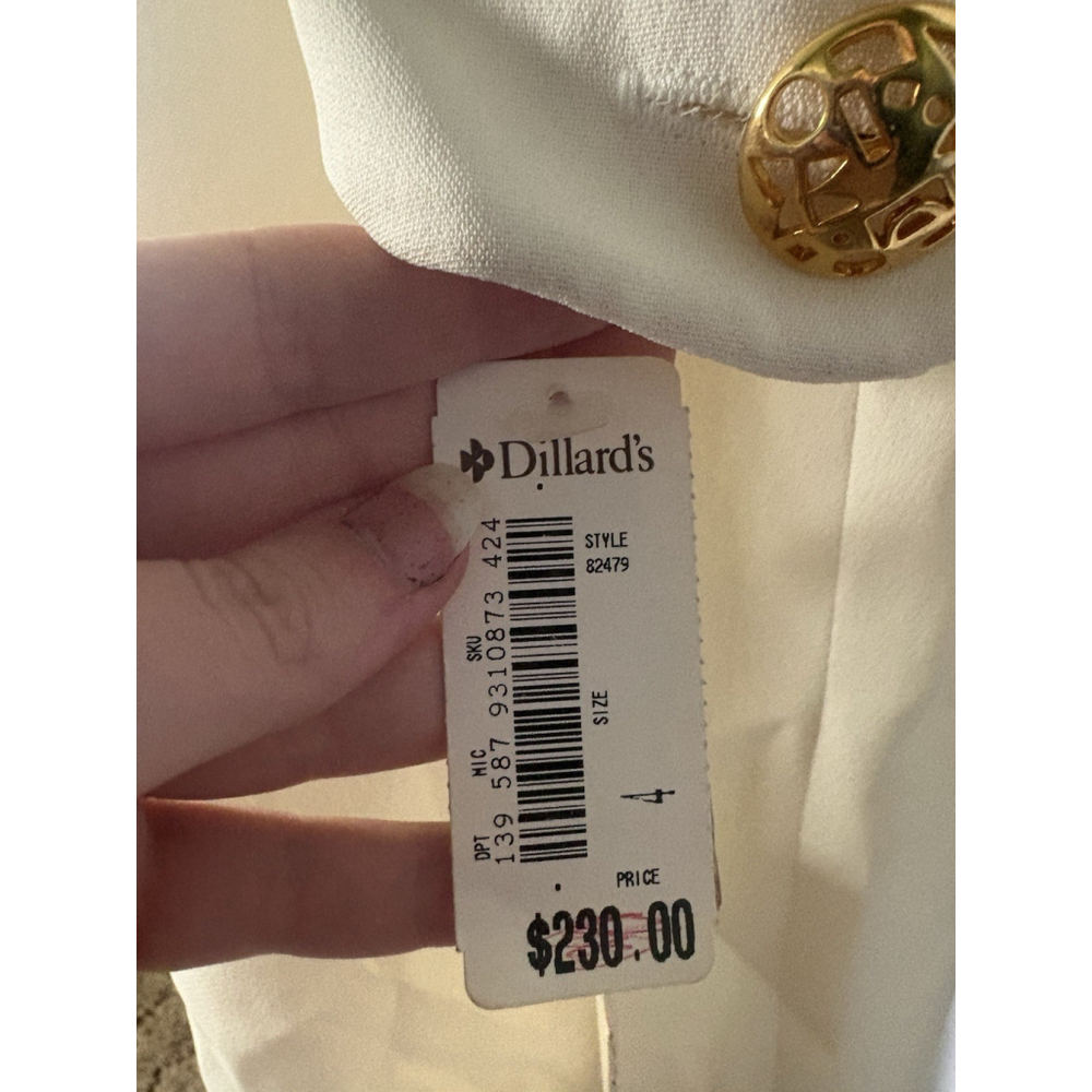 VTG Scaasi Dress Ivory Cream Coat Dress NWT Size 4 Gold Buttons Old Money 90s - Picture 7 of 16